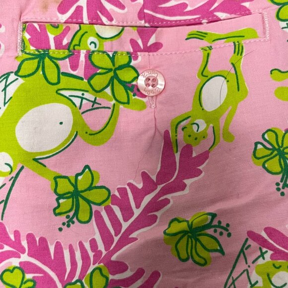 Lilly Pulitzer Vintage Pink & Green Monkey‎ Print Cotton Blend Crop Pants Size 6 - Picture 8 of 8
